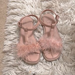 Zara blush pink fur sandals